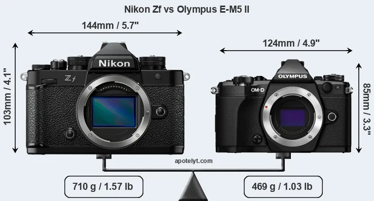 Size Nikon Zf vs Olympus E-M5 II