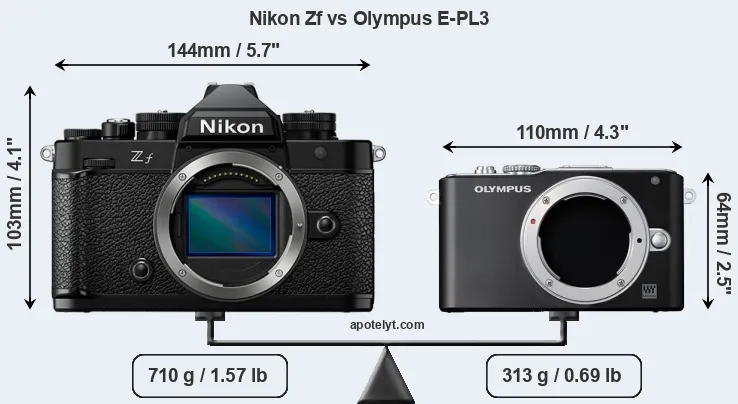 Size Nikon Zf vs Olympus E-PL3