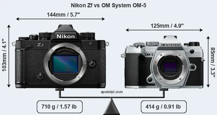 Size Nikon Zf vs OM System OM-5