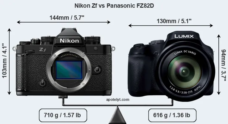 Size Nikon Zf vs Panasonic FZ82D