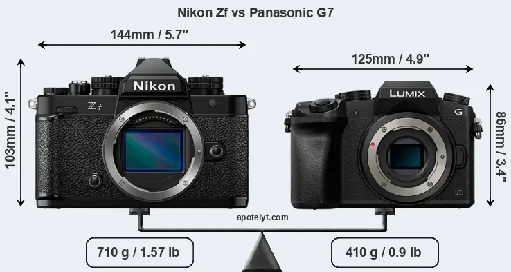 Size Nikon Zf vs Panasonic G7