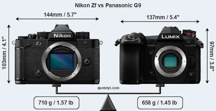 Size Nikon Zf vs Panasonic G9