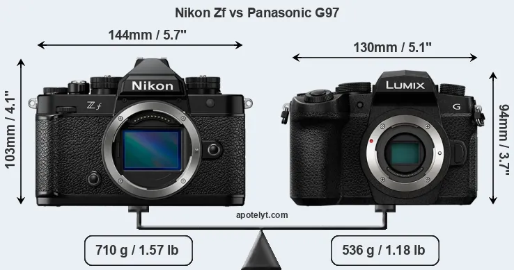 Size Nikon Zf vs Panasonic G97