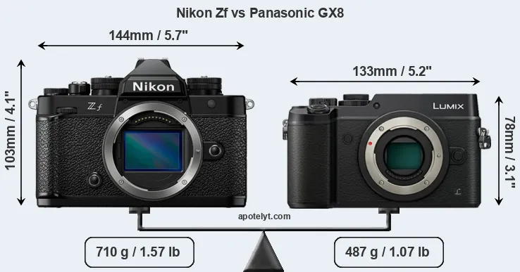 Size Nikon Zf vs Panasonic GX8