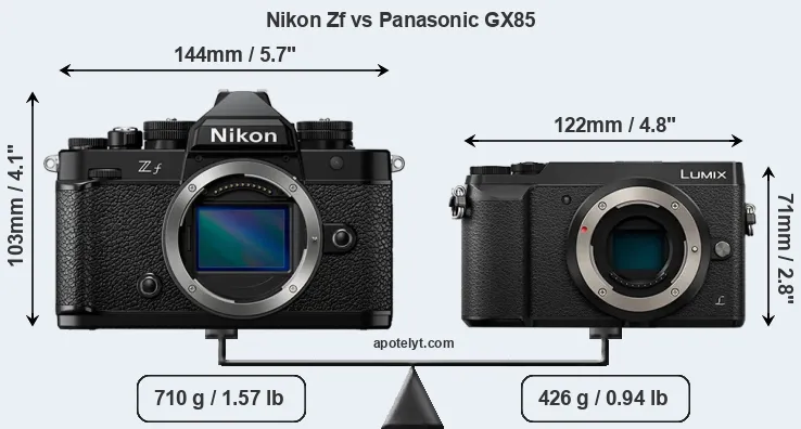 Size Nikon Zf vs Panasonic GX85