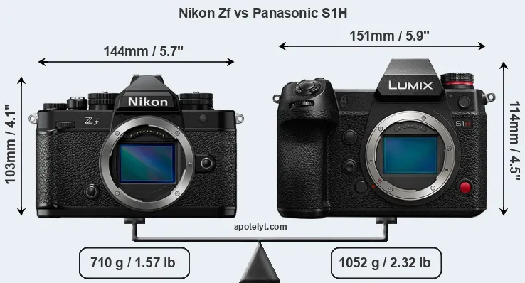 Size Nikon Zf vs Panasonic S1H
