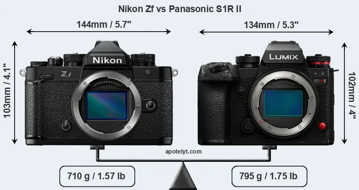 Size Nikon Zf vs Panasonic S1R II