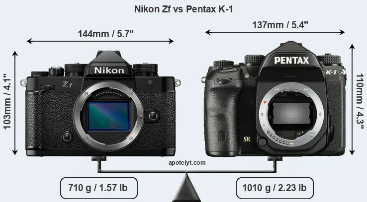 Size Nikon Zf vs Pentax K-1