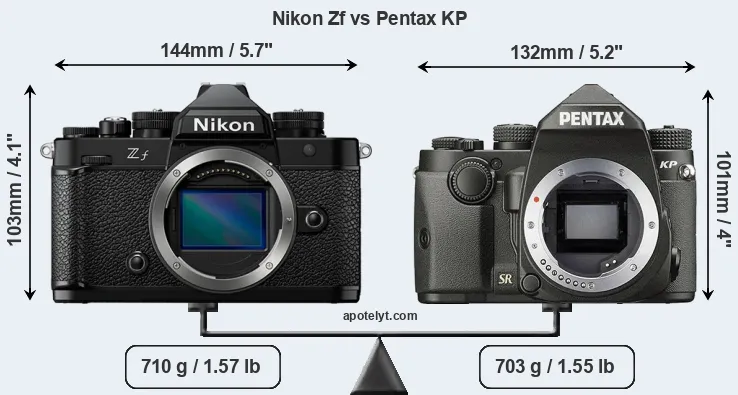 Size Nikon Zf vs Pentax KP