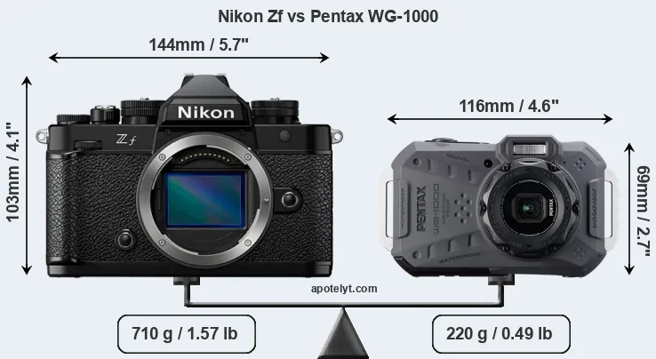 Size Nikon Zf vs Pentax WG-1000
