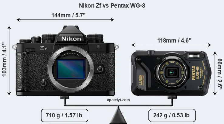Size Nikon Zf vs Pentax WG-8