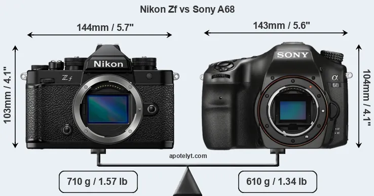 Size Nikon Zf vs Sony A68