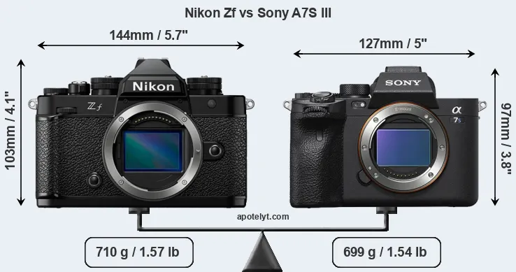 Size Nikon Zf vs Sony A7S III