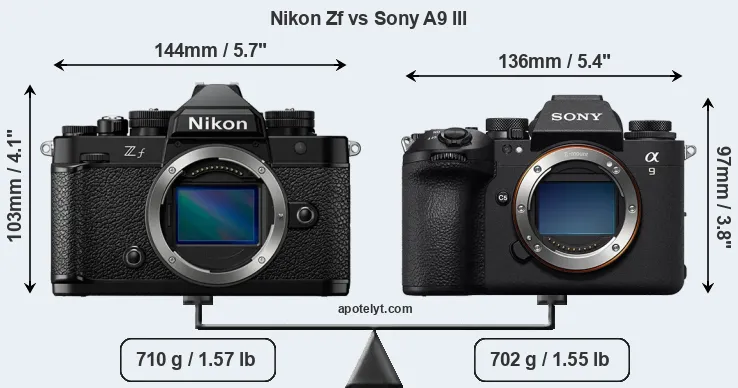 Size Nikon Zf vs Sony A9 III