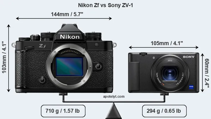 Size Nikon Zf vs Sony ZV-1