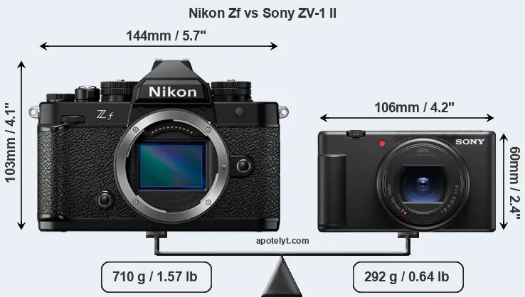 Size Nikon Zf vs Sony ZV-1 II