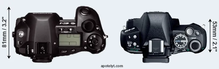 Compare E-1 versus E-410 top