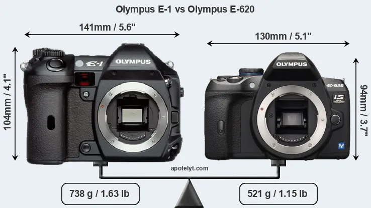 Size Olympus E-1 vs Olympus E-620