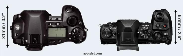 Compare E-1 versus E-M1 II top