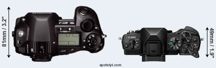 Compare E-1 versus E-M10 IV top