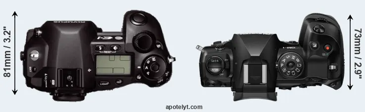 Compare E-1 versus OM-1 II top