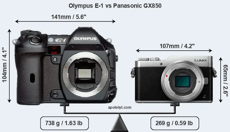 Size Olympus E-1 vs Panasonic GX850