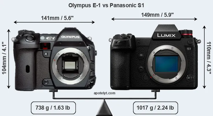 Size Olympus E-1 vs Panasonic S1
