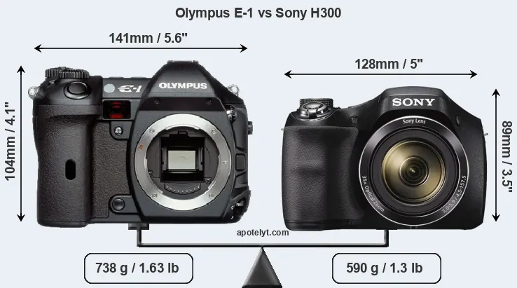 Size Olympus E-1 vs Sony H300