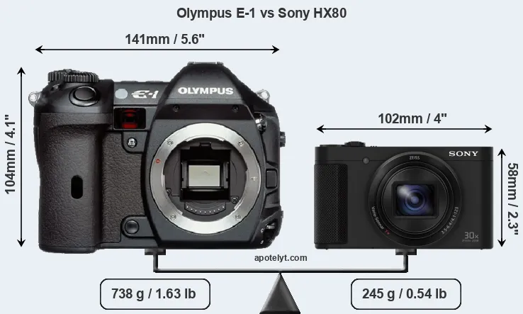 Size Olympus E-1 vs Sony HX80