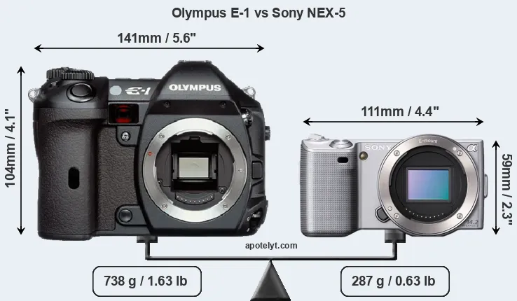 Size Olympus E-1 vs Sony NEX-5