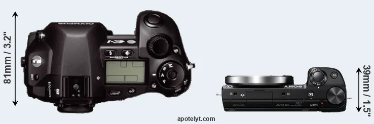 Compare E-1 versus NEX-5R top