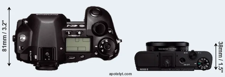 Compare E-1 versus RX100 II top