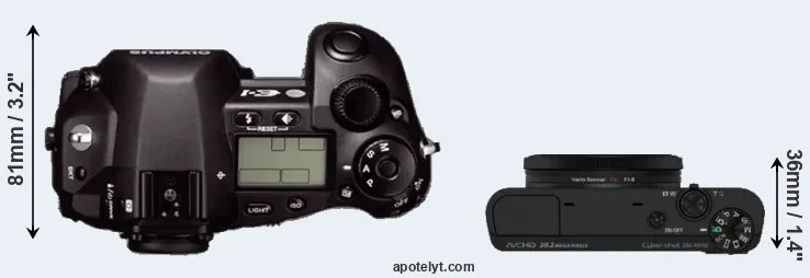 Compare E-1 versus RX100 top