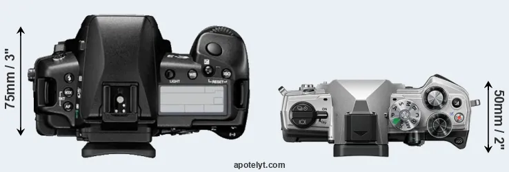 Compare E-3 versus OM-5 top