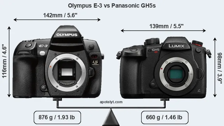 Size Olympus E-3 vs Panasonic GH5s