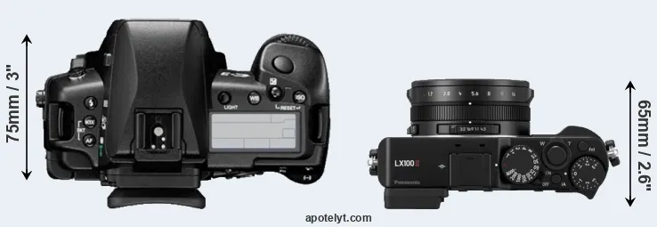 Compare E-3 versus LX100 II top