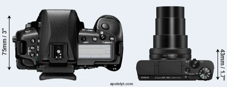Compare E-3 versus RX100 VI top