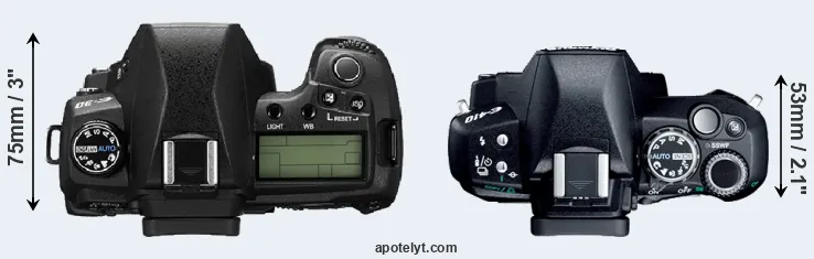 Compare E-30 versus E-410 top