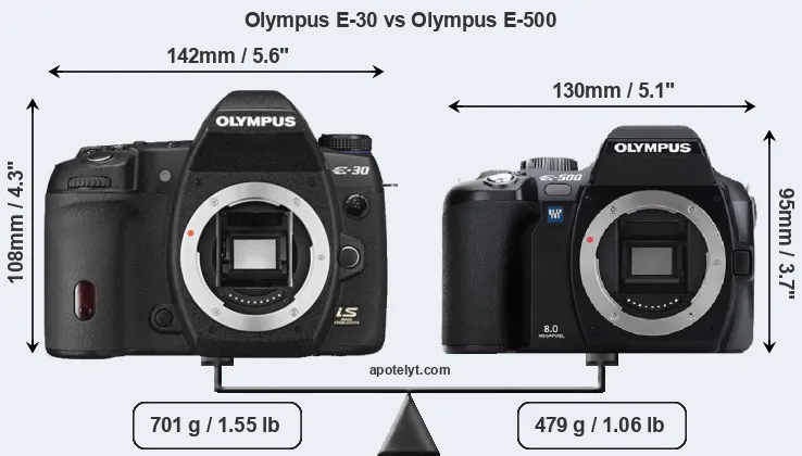Size Olympus E-30 vs Olympus E-500