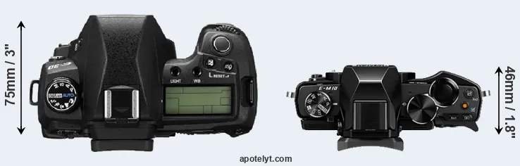 Compare E-30 versus E-M10 top
