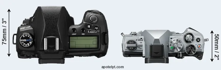 Compare E-30 versus E-M5 III top