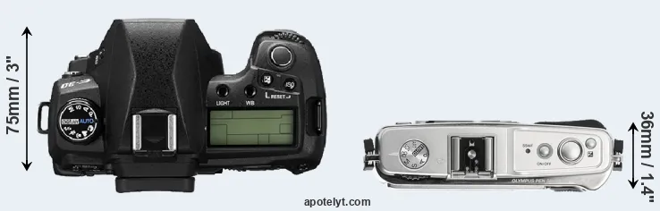 Compare E-30 versus E-P1 top