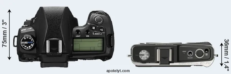 Compare E-30 versus E-P2 top