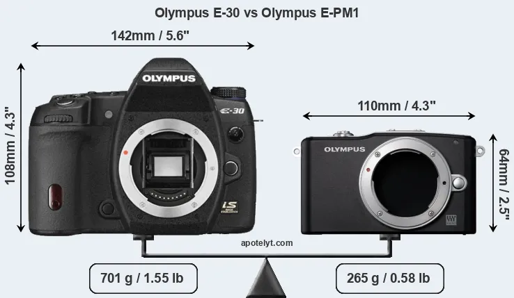 Size Olympus E-30 vs Olympus E-PM1