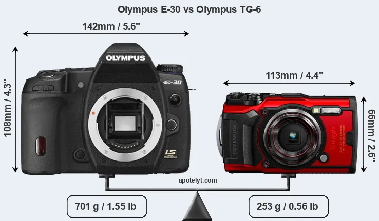 Size Olympus E-30 vs Olympus TG-6