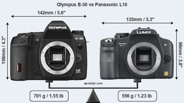 Size Olympus E-30 vs Panasonic L10
