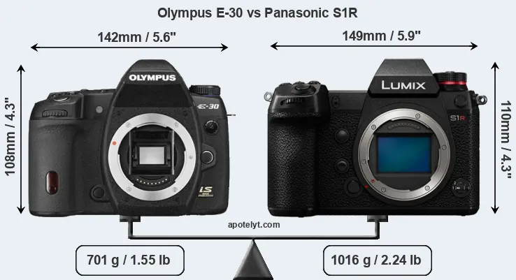 Size Olympus E-30 vs Panasonic S1R