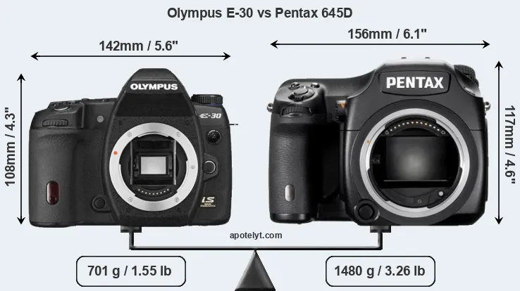 Size Olympus E-30 vs Pentax 645D