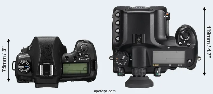 Compare E-30 versus 645D top