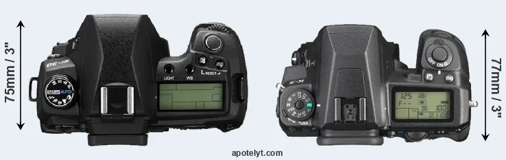 Compare E-30 versus K-3 top